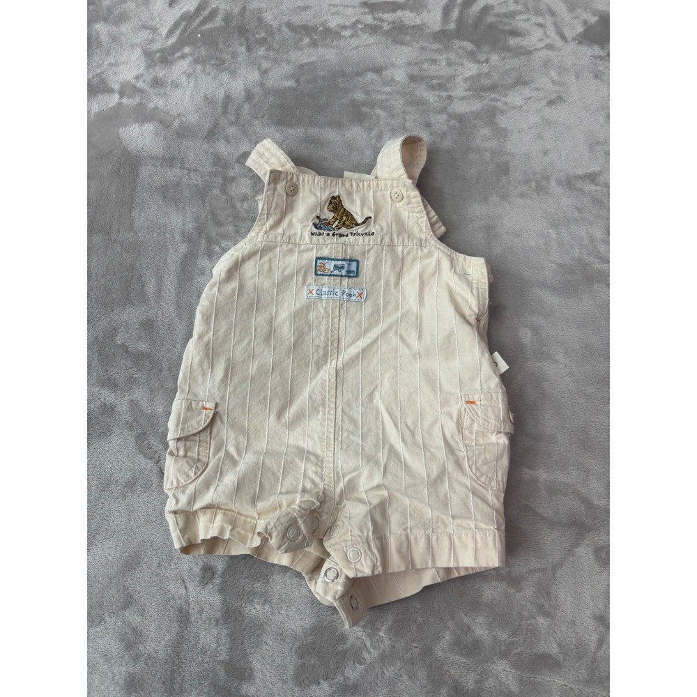 Classic Pooh Disney Tigger Cream Pinstripe Corduroy Shortall Romper 6 Months